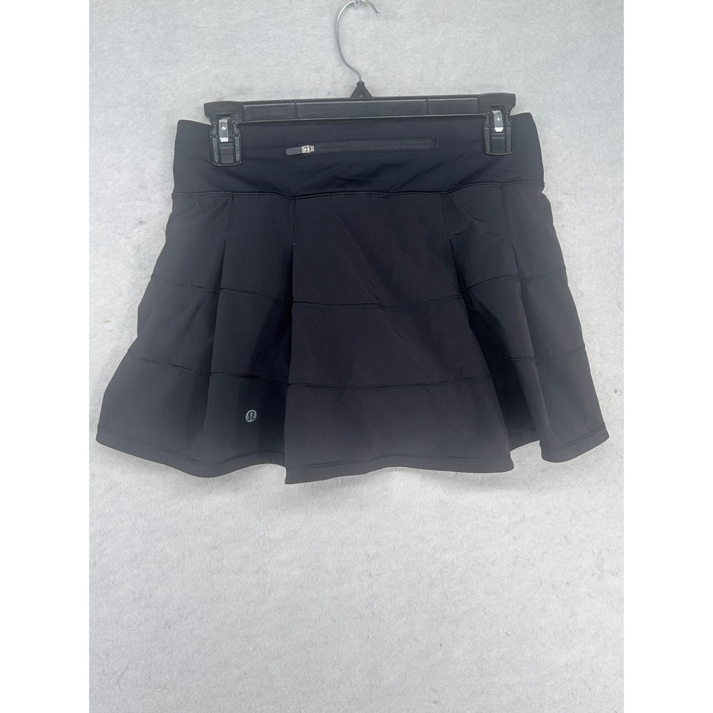 Lululemon Pace Rival Mid-Rise Skirt Black Pleated Tennis Skort Size 4 LW8AT9T